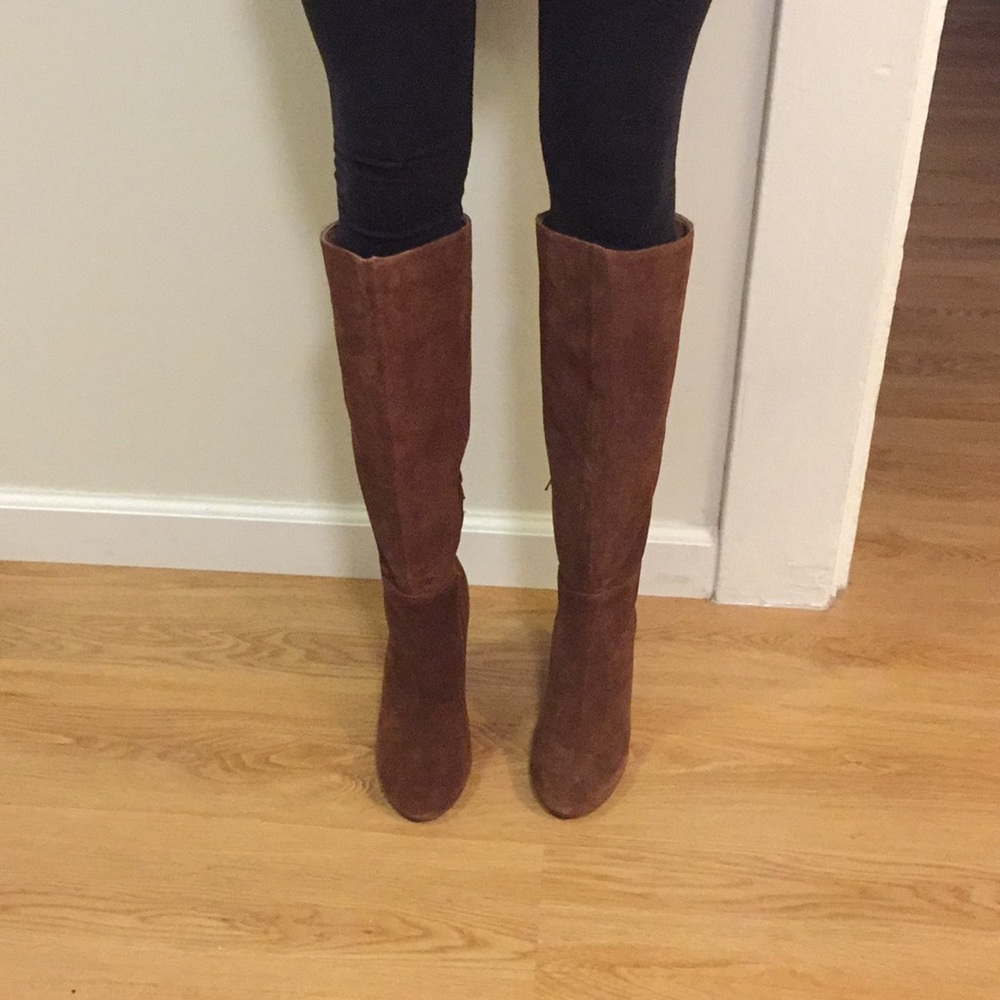 Knee High Chestnut Suede Boots